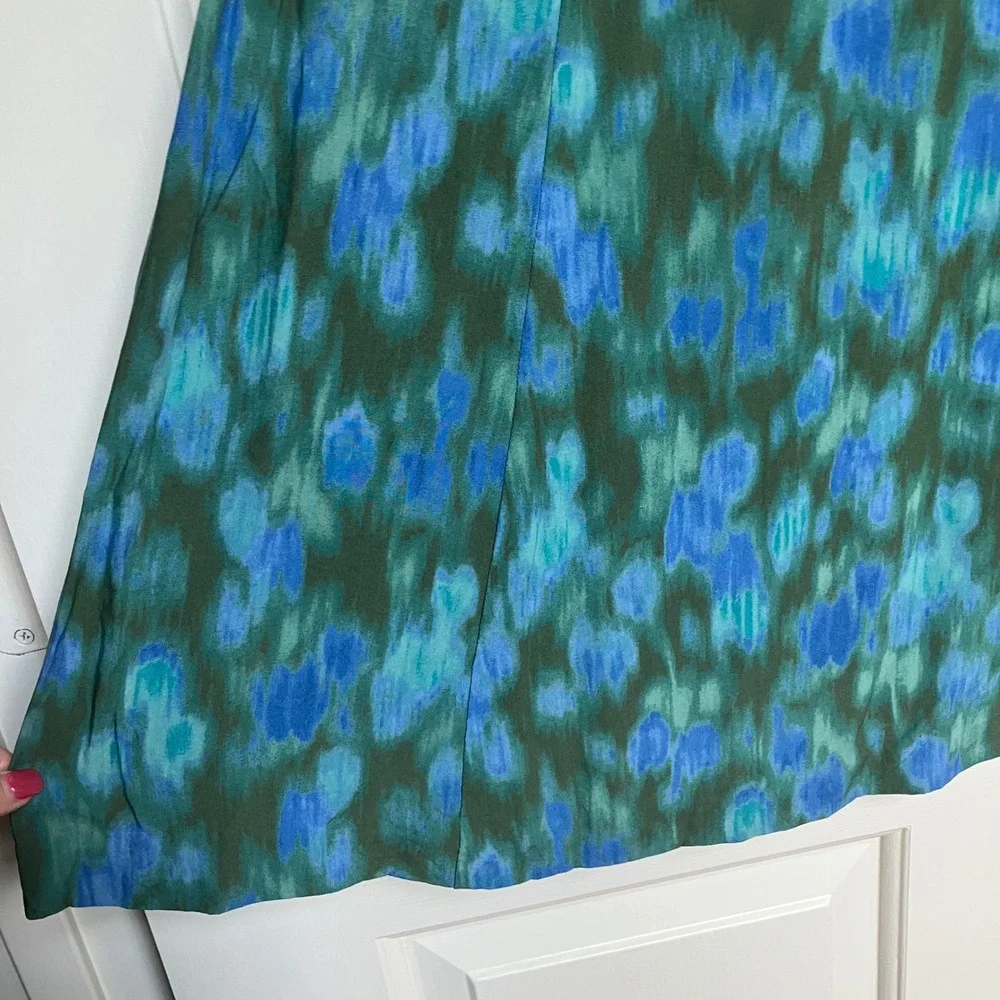 J. Jill Women's Sleeveless Dress Blue Green Abstract‎ Print Casual Summer Size 6